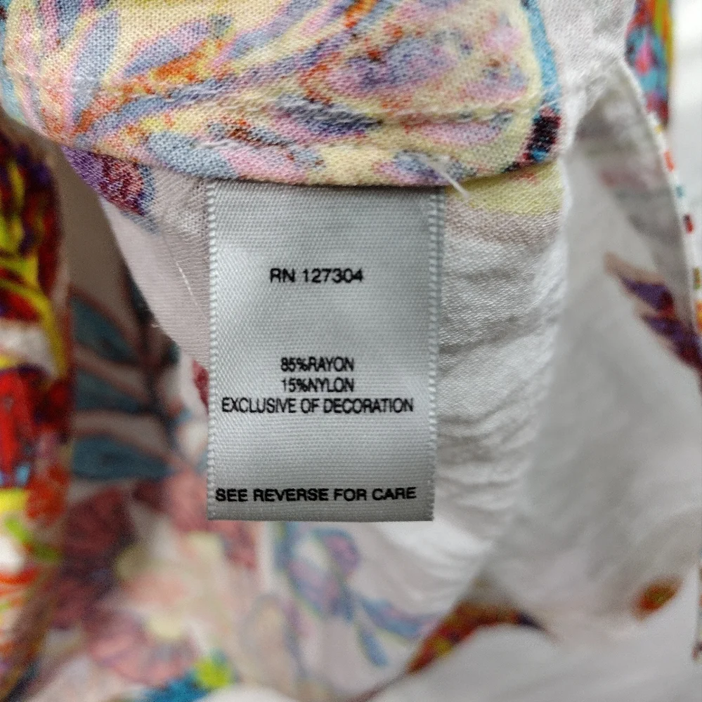 John Mark Floral Tunic Women's XL Embroidery Boho Festival Art to Wear Vacation - Picture 11 of 11